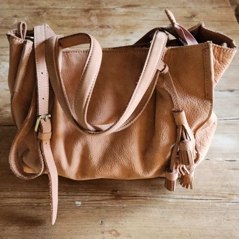Anthropologie × Miss Albright Sandrine leather tote with tassels